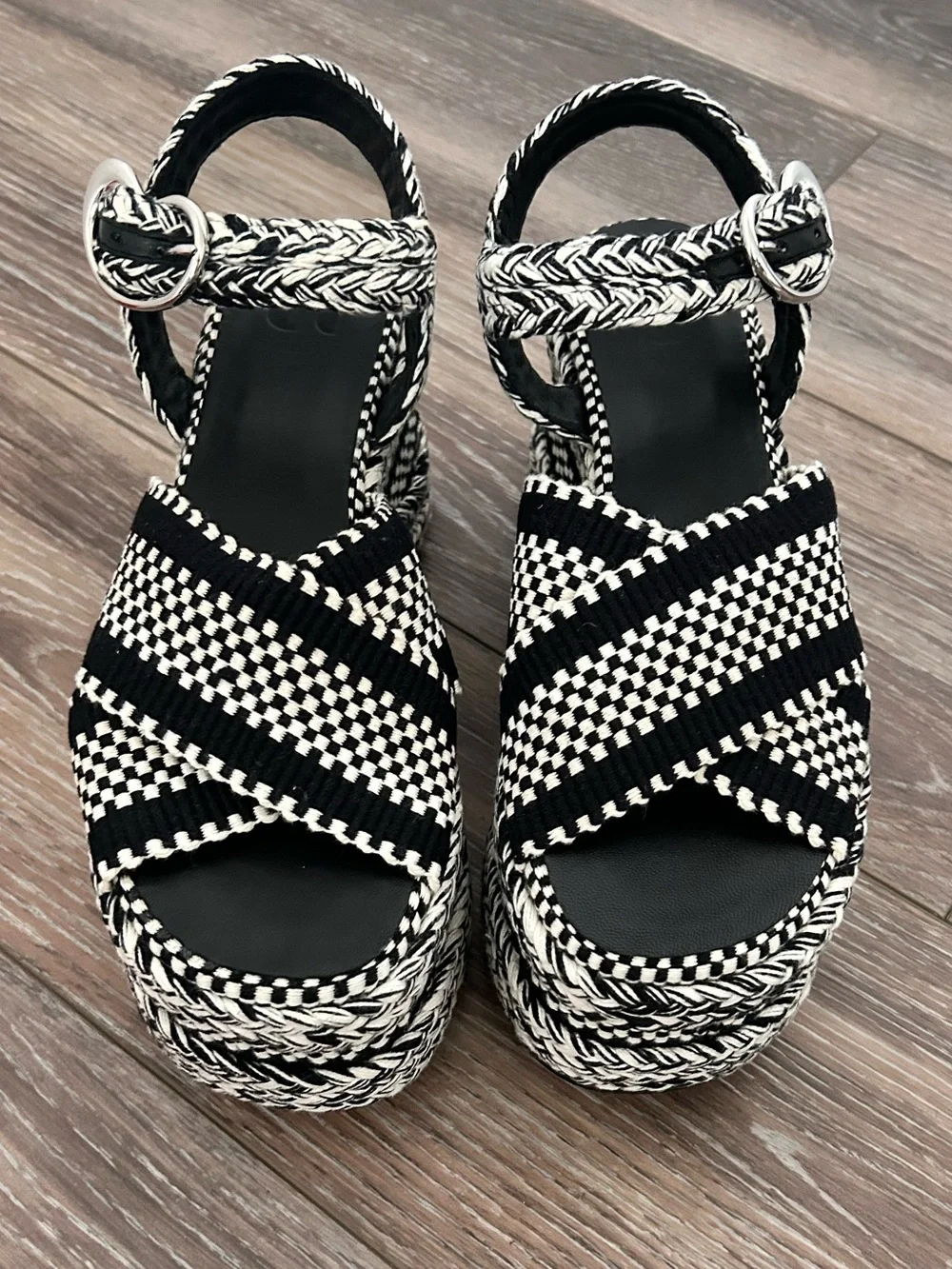 Amambaih Carmen Free People Flatform Platform Sandals Ivory Black EU 39